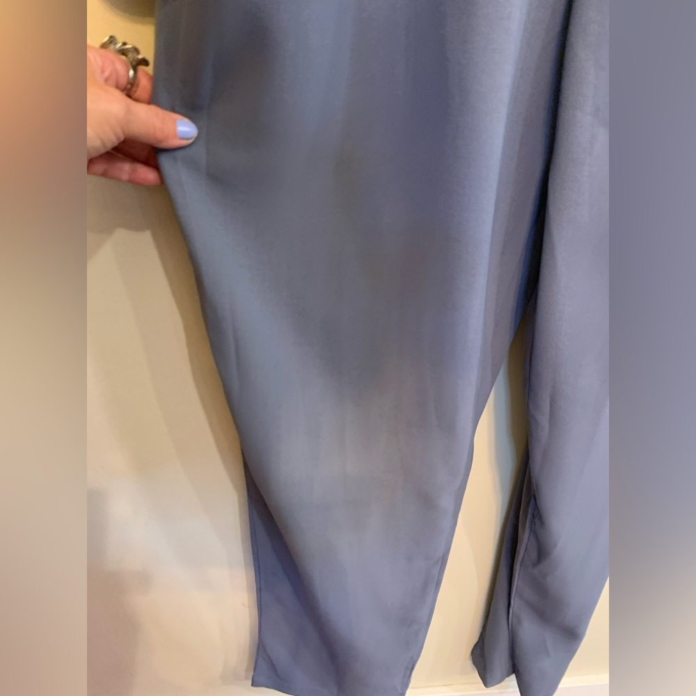 Blue Button Front Drawstring Utility Jumpsuit - Picture 6 of 8